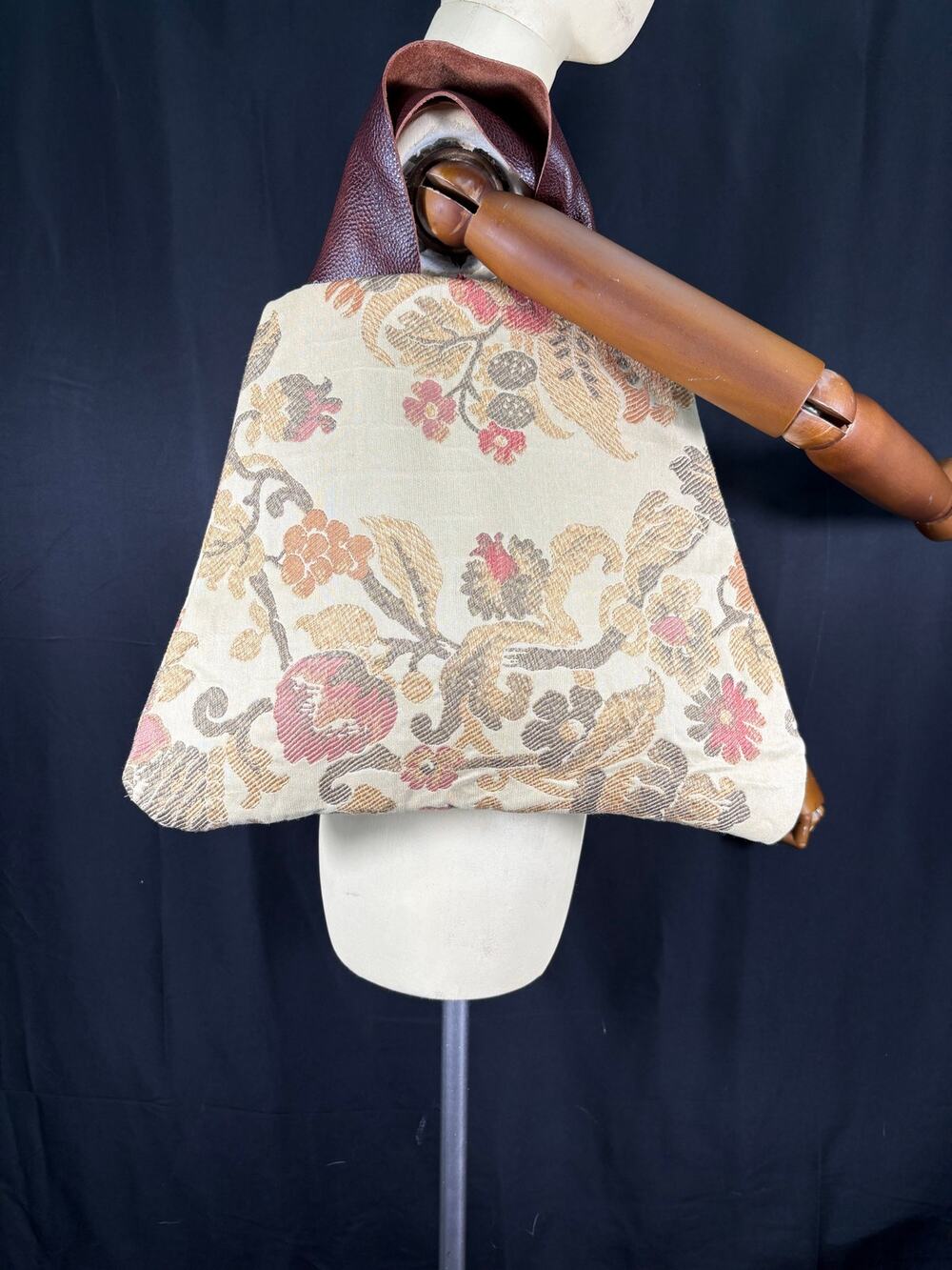 One of a kind Handmade Bag Created with Vintage Fabric Yellow Floral Lined